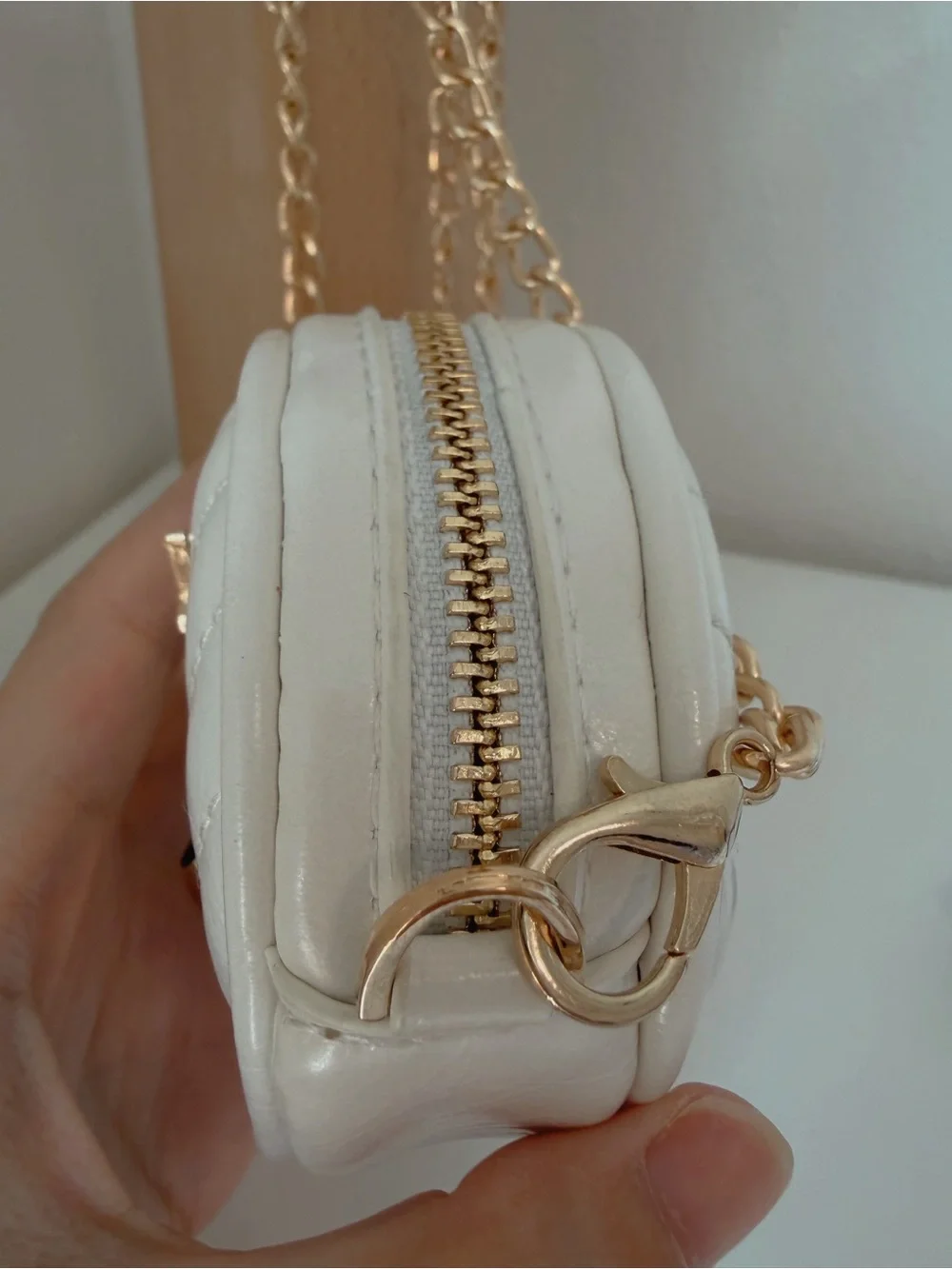 Mini White Round Crossbody Pouch Charm